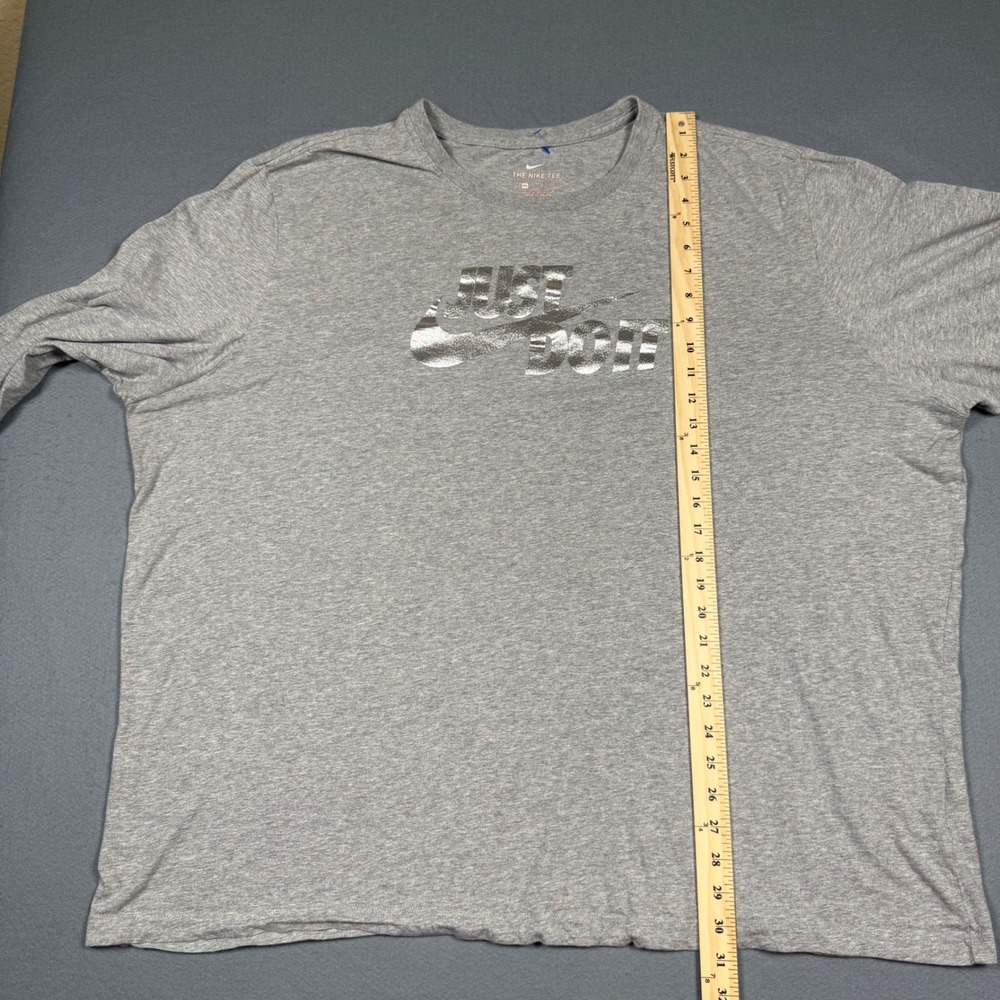 Nike Long Sleeve Shirt Mens 4XL Gray Silver Foil Just Do It Graphic Tee Big Tall - Picture 6 of 11